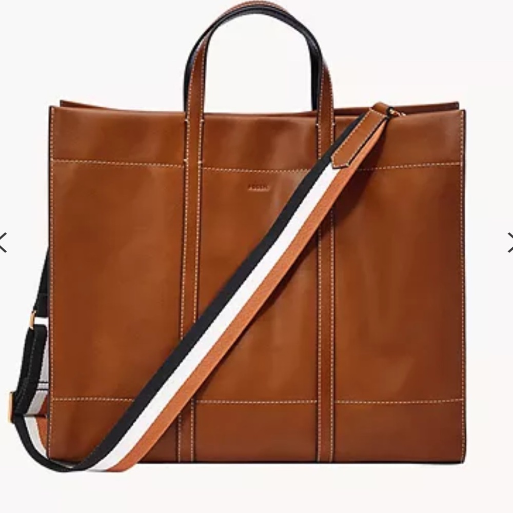 Fossil Carmen Tote Brandy Color Crossbody Strap